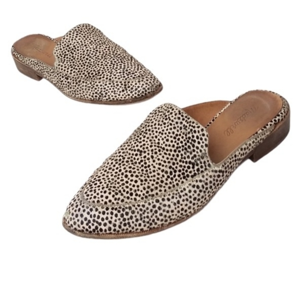 Madewell The Frances Calf Hair Leopard Loafer Mules Size 9.5